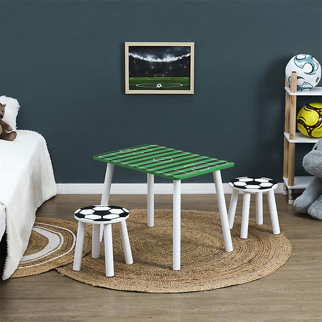 Bērnu galdiņa komplekts ar 2 taburetēm – Futbola dizains