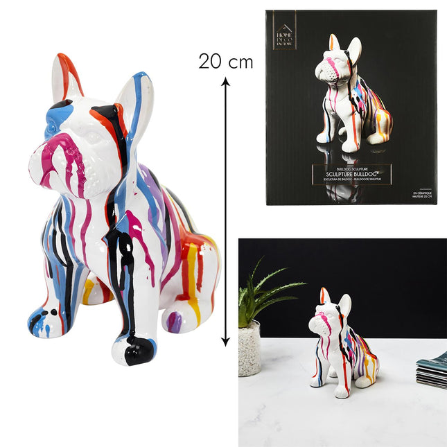 Keramikas buldoga figūra, krāsaina, 20 cm