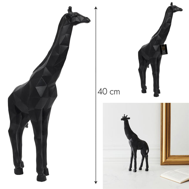 Dekoratīva žirafes figūra ģeometriskā stilā, melna, 40 cm