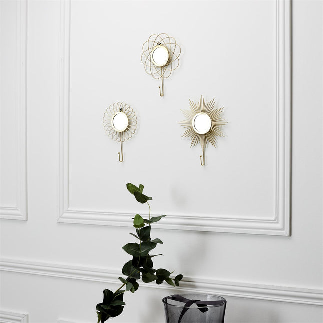 Metāla sienas dekors ar spoguli un āķi