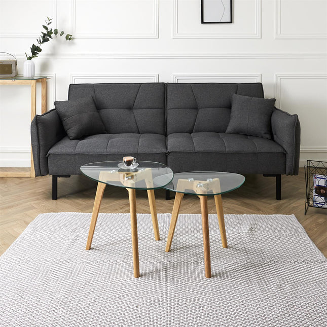 Kafijas galdiņu komplekts (2 gab.) ar stikla virsmu