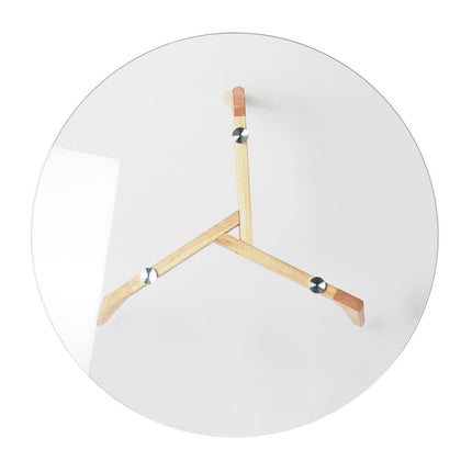 Stikla kafijas galds Ø80 cm ar koka kājām
