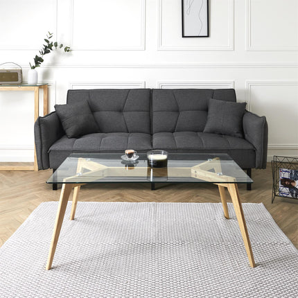 Kafijas galdiņš ar stikla virsmu un koka kājām