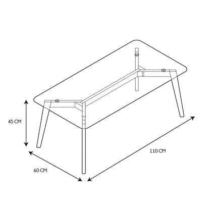 Kafijas galdiņš ar stikla virsmu un koka kājām