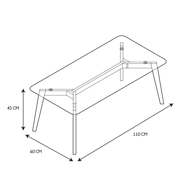 Kafijas galdiņš ar stikla virsmu un koka kājām