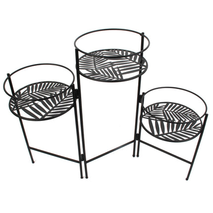 Metāla augu statīvs – 3 līmeņi, melns