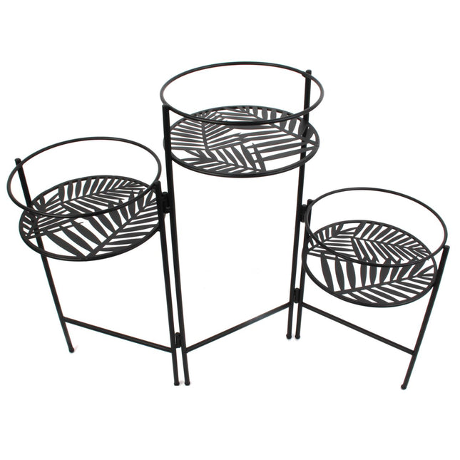Metāla augu statīvs – 3 līmeņi, melns