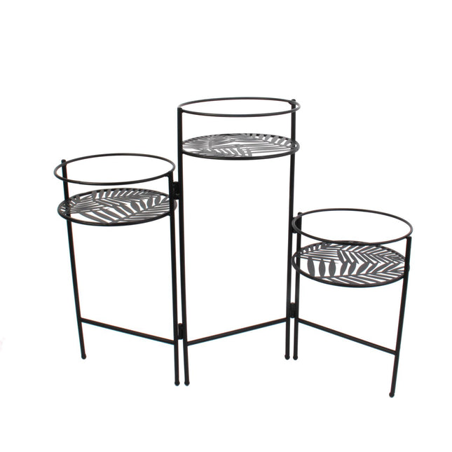 Metāla augu statīvs – 3 līmeņi, melns