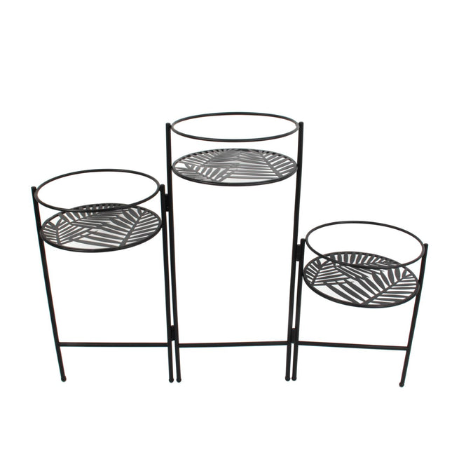 Metāla augu statīvs – 3 līmeņi, melns