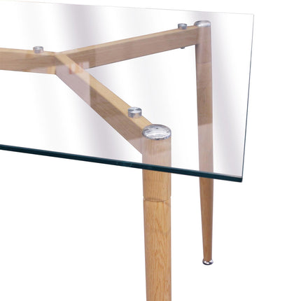 Stikla galds ar koka kājām