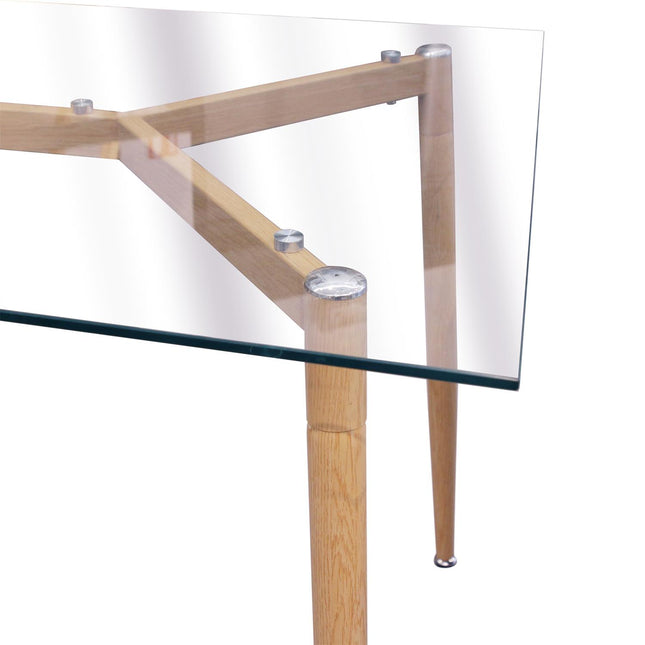 Stikla galds ar koka kājām