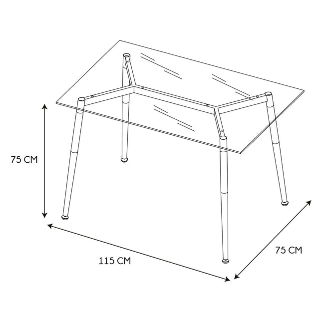 Stikla galds ar koka kājām
