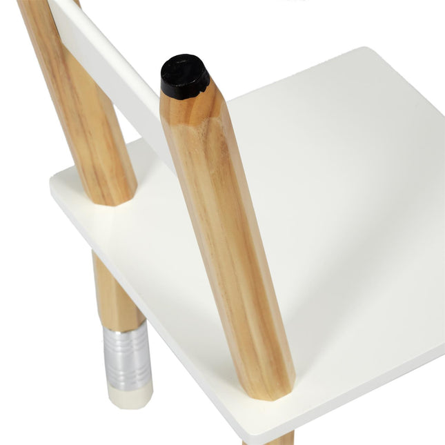 Bērnu galds ar krēslu – koks & balts dizains