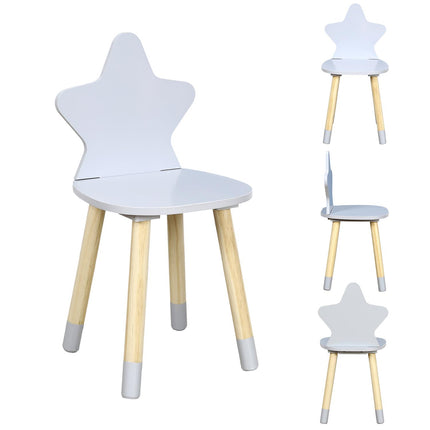 Bērnu krēsls "Star" – pelēks ar priedes koka kājām