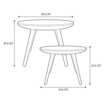 Kafijas galdu komplekts apaļš, melns x2