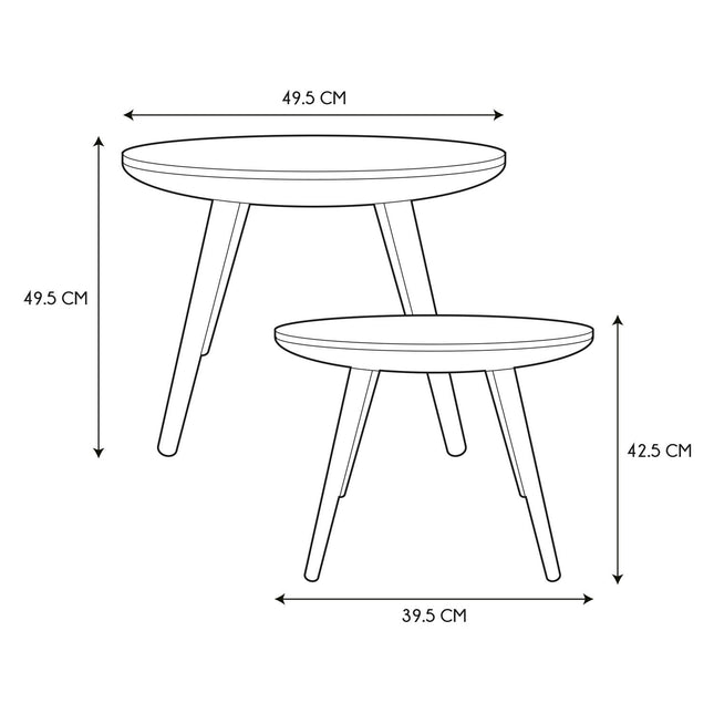 Kafijas galdu komplekts apaļš, melns x2