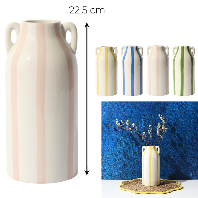 Dolce Vita keramikas vāze ar svītrām – H22,5 cm, 4 krāsas