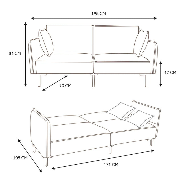 Dizaina dīvāns ar gulēšanas funkciju, brūns