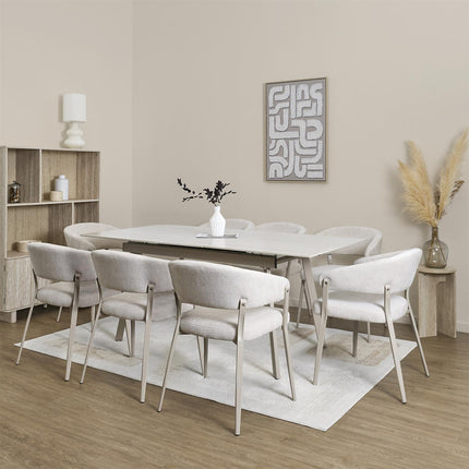 Izvelkams keramikas galds ''PIETRA'' 140–180 cm – sinterētais akmens, metāls