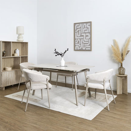 Izvelkams keramikas galds ''PIETRA'' 140–180 cm – sinterētais akmens, metāls