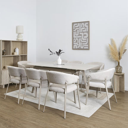 Izvelkams keramikas galds ''PIETRA'' 140–180 cm – sinterētais akmens, metāls