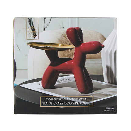 Crazy Dog dekoratīva figūra ar paplāti – H18 cm, 3 krāsas