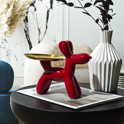 Crazy Dog dekoratīva figūra ar paplāti – H18 cm, 3 krāsas