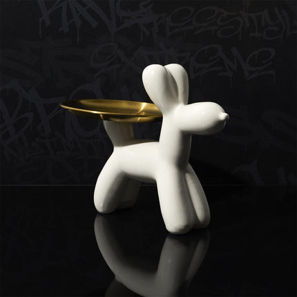 Crazy Dog dekoratīva figūra ar paplāti – H18 cm, 3 krāsas