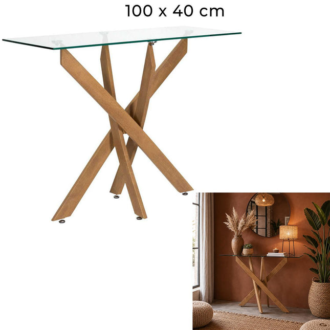 Konsoles galds ar rūdīta stikla virsmu – 100 × 40 cm