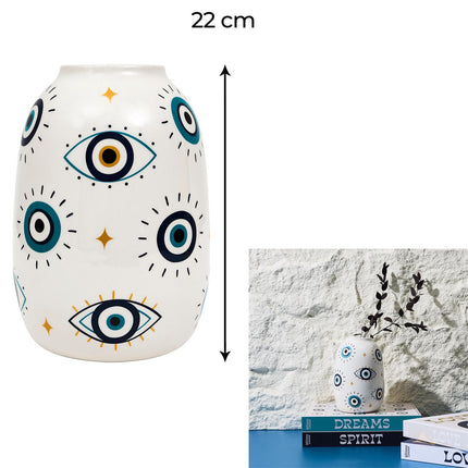 Louxor dekoratīvā keramikas vāze ar acu motīvu, H22,4 cm