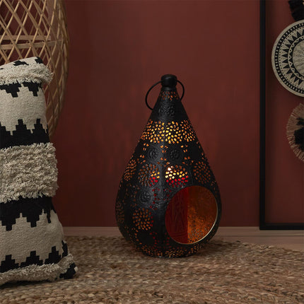 Dekoratīva metāla laterna melni-zelta krāsā