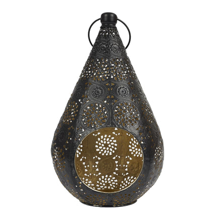 Dekoratīva metāla laterna melni-zelta krāsā