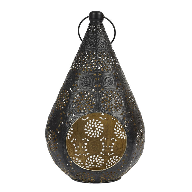 Dekoratīva metāla laterna melni-zelta krāsā