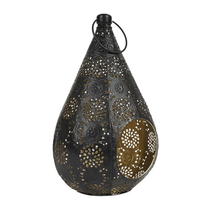 Dekoratīva metāla laterna melni-zelta krāsā