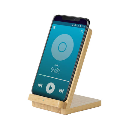 Bezvadu uzlādes statīvs viedtālrunim (indukcija), koka