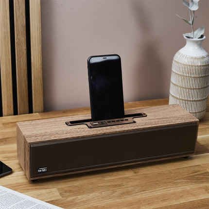 Bezvadu skaļrunis ar koka efekta dizainu