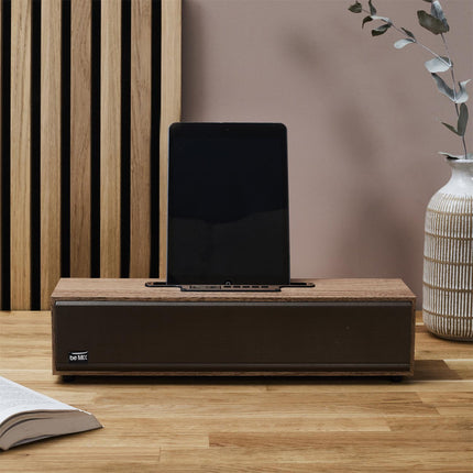 Bezvadu skaļrunis ar koka efekta dizainu