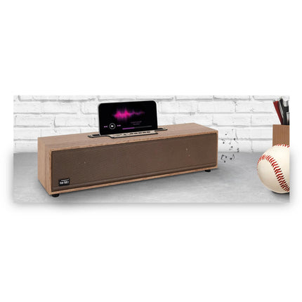 Bezvadu skaļrunis ar koka efekta dizainu