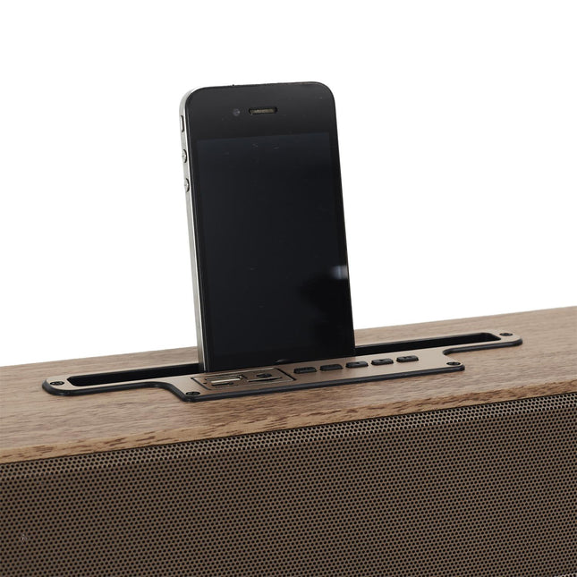 Bezvadu skaļrunis ar koka efekta dizainu