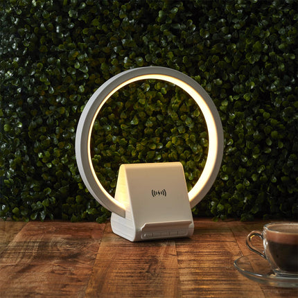 LED galda lampa ar bezvadu lādētāju un Bluetooth skaļruni
