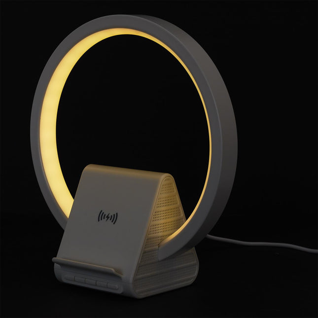 LED galda lampa ar bezvadu lādētāju un Bluetooth skaļruni