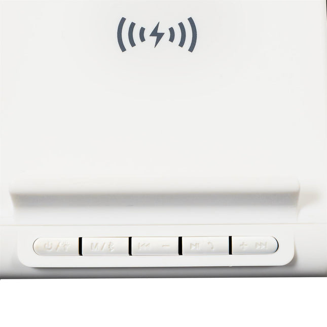 LED galda lampa ar bezvadu lādētāju un Bluetooth skaļruni