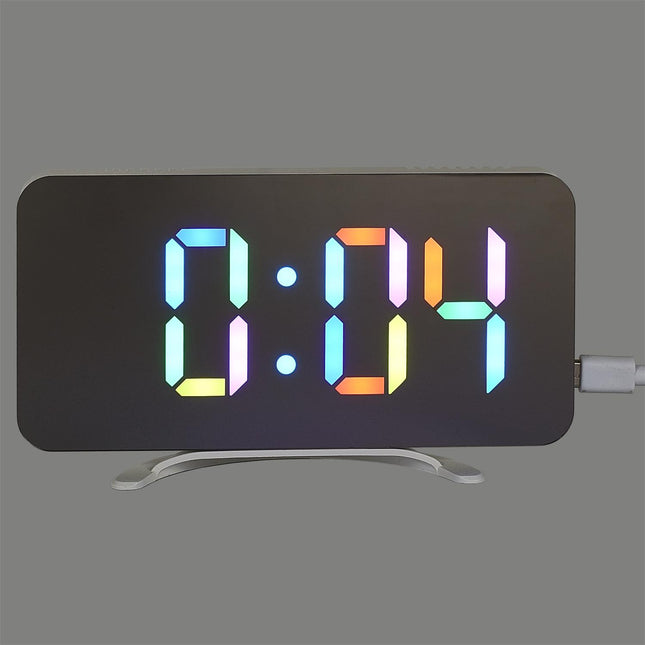 Digitālais LED galda pulkstenis ar vairākkrāsu displeju un USB pieslēgumiem