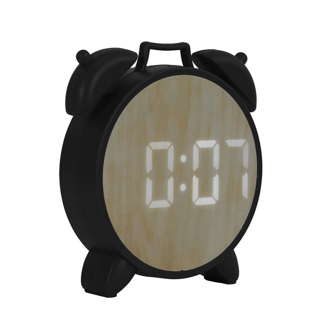 Vintage stila LED modinātājs ar koka efektu