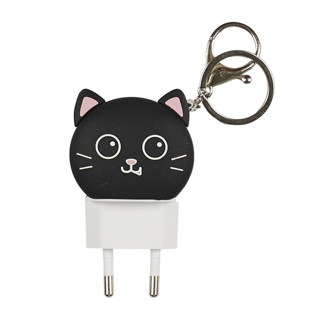 Kawaii kaķīša USB-C lādētājs ar atslēgu piekariņu