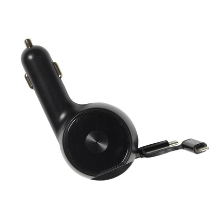 Auto lādētājs ar izvelkamu kabeli 4-in-1 (60W) | USB-C, USB-A,