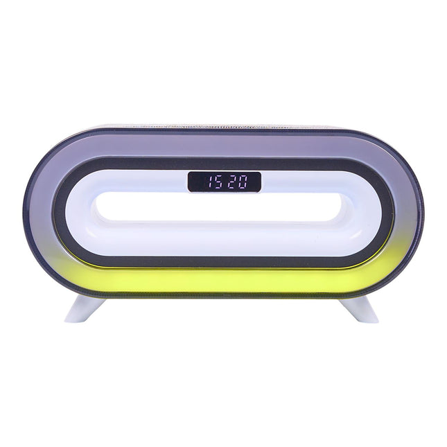 Modinātājs ar Bluetooth skaļruni, bezvadu uzlādi un RGB apgaismojumu