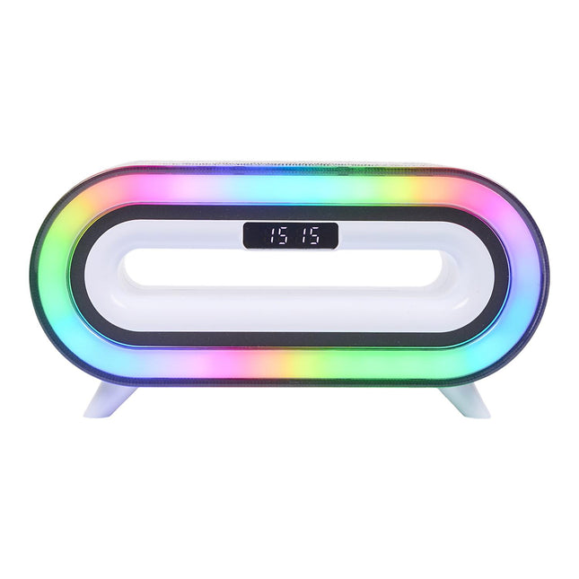 Modinātājs ar Bluetooth skaļruni, bezvadu uzlādi un RGB apgaismojumu