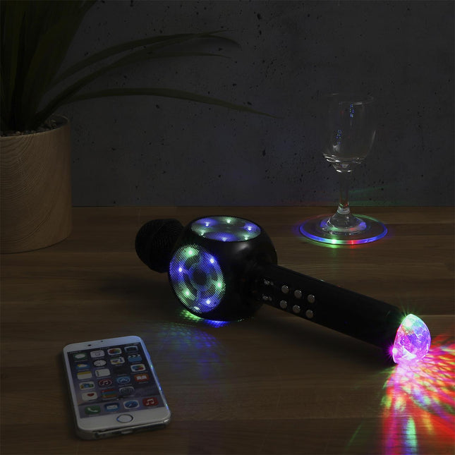 Bezvadu karaoke mikrofons ar LED gaismām