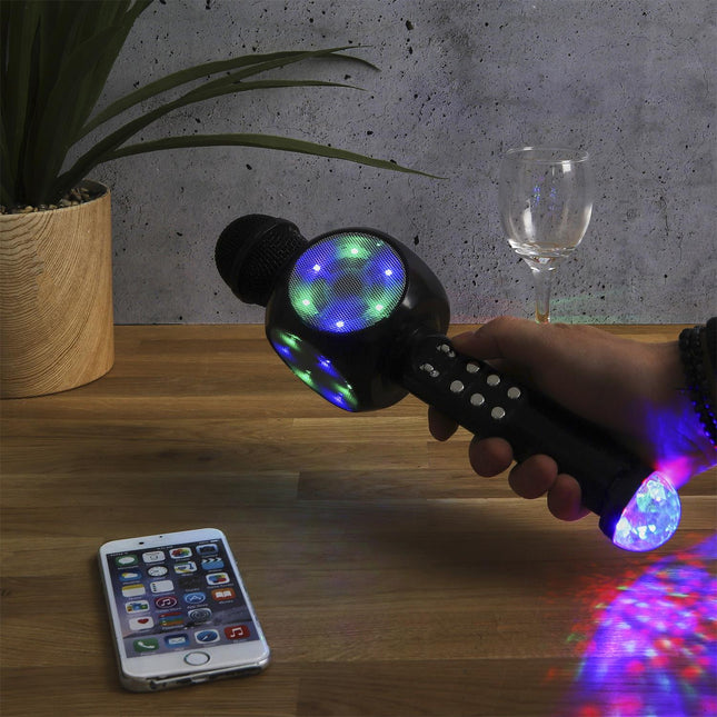Bezvadu karaoke mikrofons ar LED gaismām